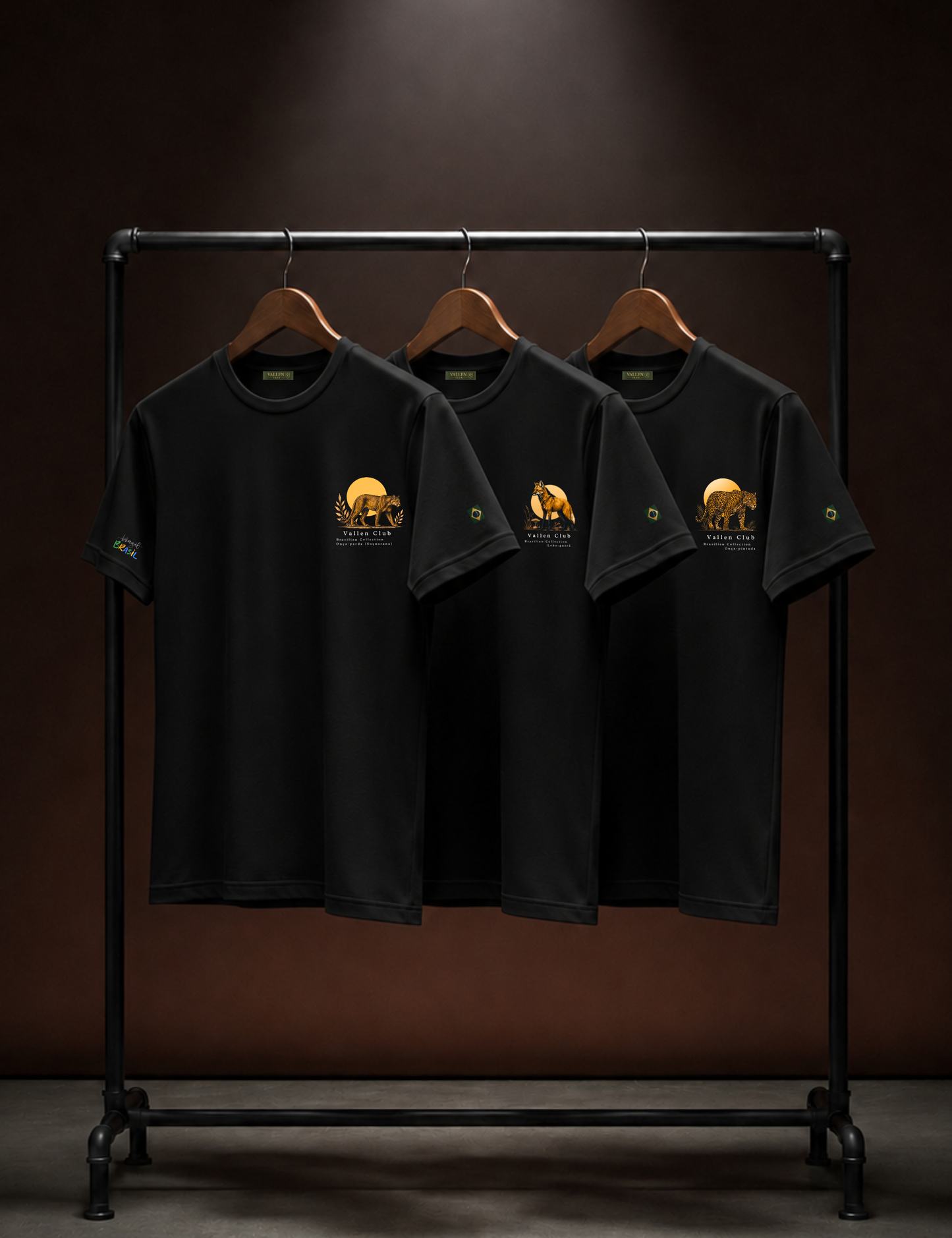 Kit 3 Camisetas Estampadas Brasil Model em Algodão Egípcio - Azul Marinho | Vallen Club
