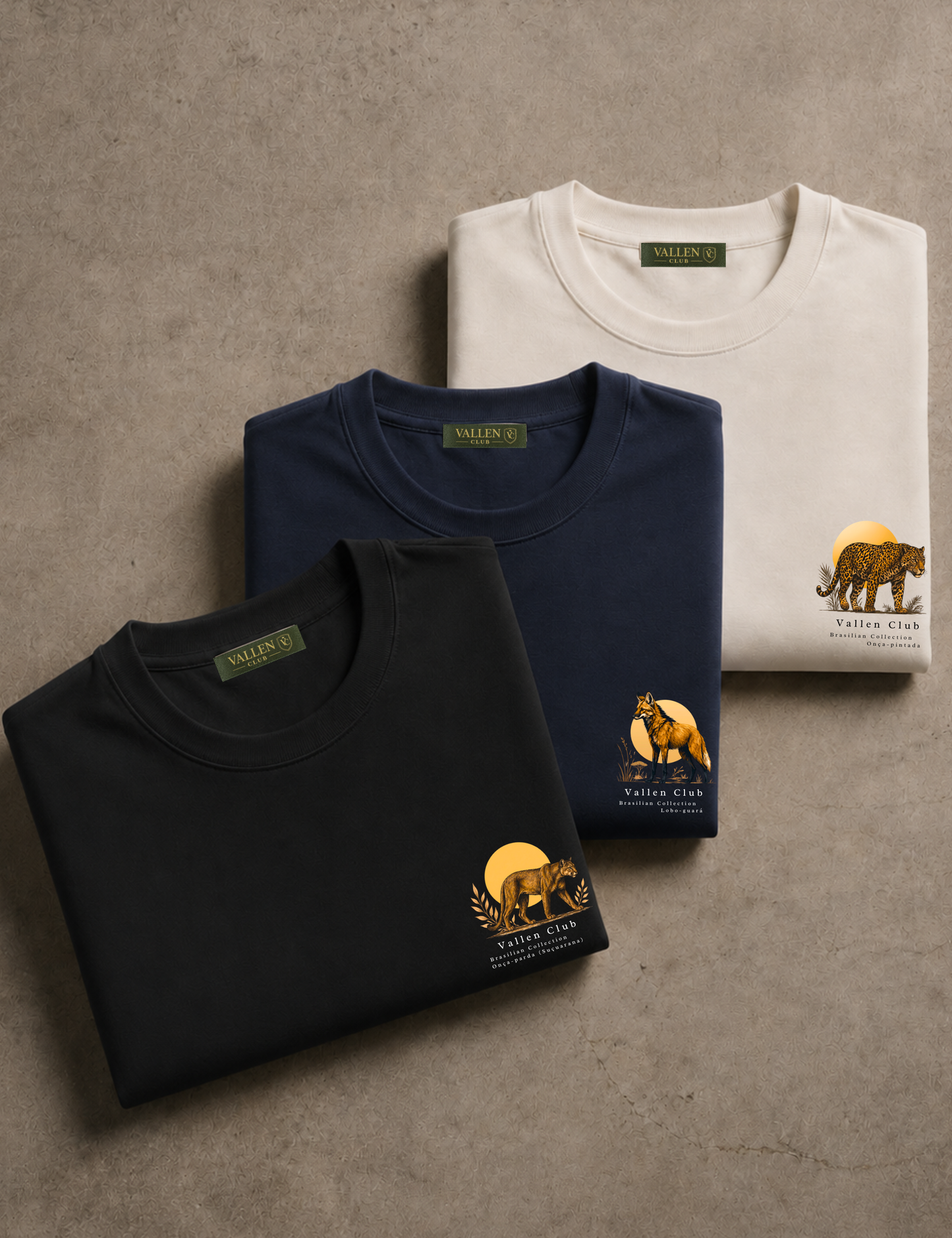 Kit 3 Camisetas Estampadas Brasil Model em Algodão Egípcio - Preta | Vallen Club