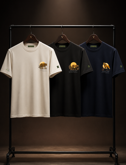 Kit 3 Camisetas Estampadas Brasil Model em Algodão Egípcio | Vallen Club