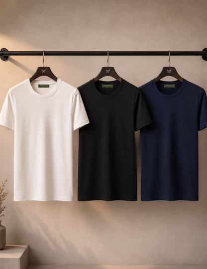 Kit com 3 Camisetas Slim Masculina Vallen Club | Algodão Egípcio com Elastano