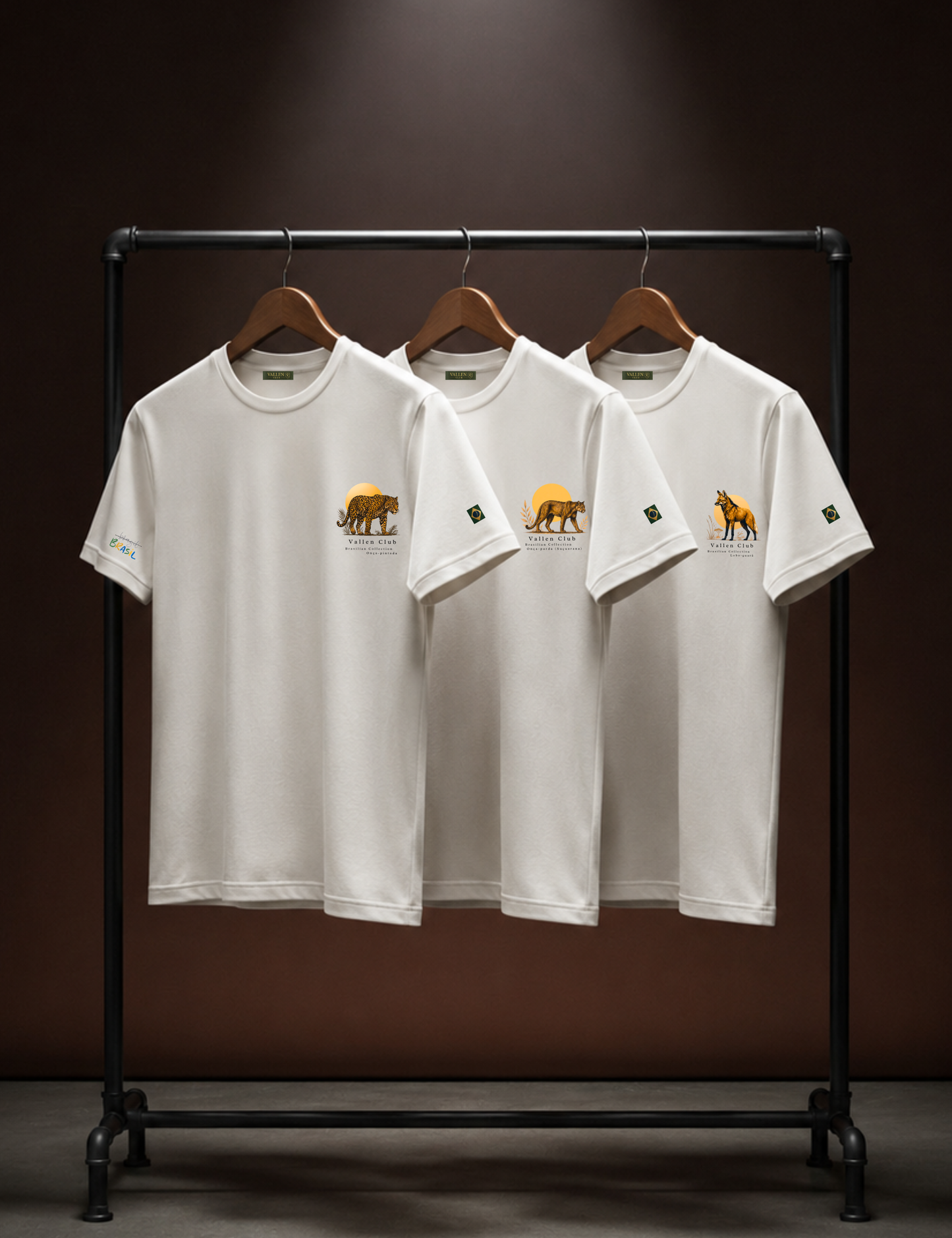 Kit 3 Camisetas Estampadas Brasil Model em Algodão Egípcio - Azul Marinho | Vallen Club
